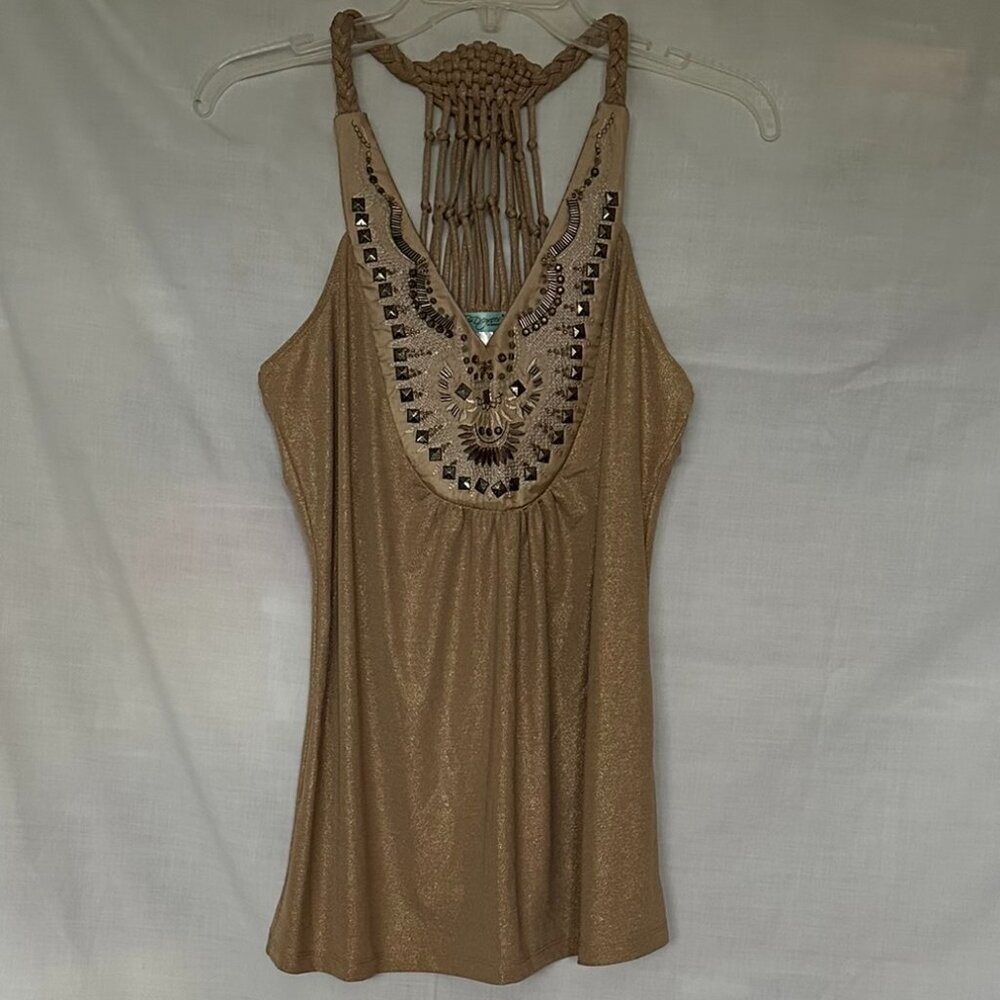 Six Degrees Of Separation Embellished Racerback Tank, size L